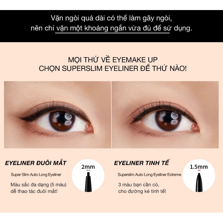 Kẻ mắt Eglips Super Slim Auto Long Eyeliner EXTREME EDITION (Phiên bản mới đầu siêu nhỏ) 0.05g | BigBuy360 - bigbuy360.vn
