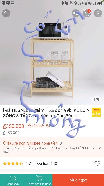 Kệ gỗ 3 tầng để lò vi sóng