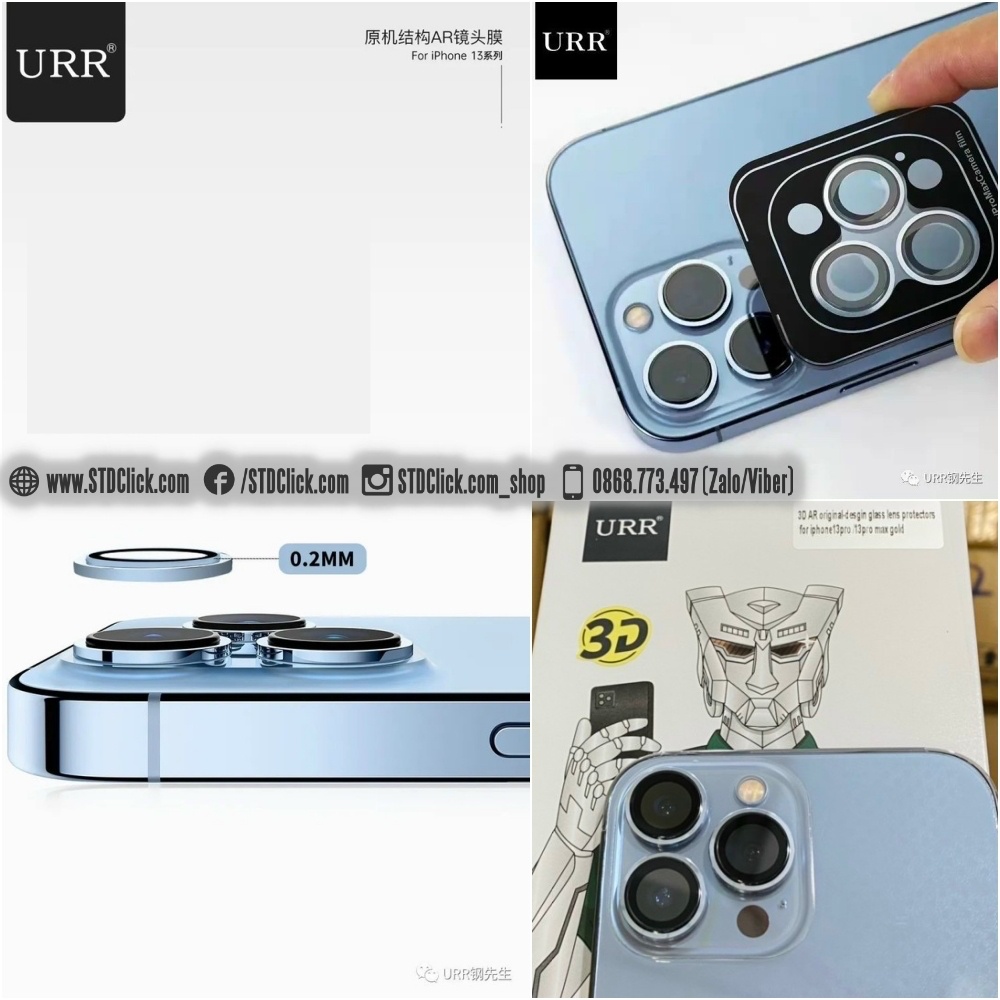 KÍNH CAMERA IPHONE 13 PRO MAX - 13 PRO - 13 - 13 MINI URR AUTOBOT 3D AR SIÊU MỎNG CHÍNH HÃNG