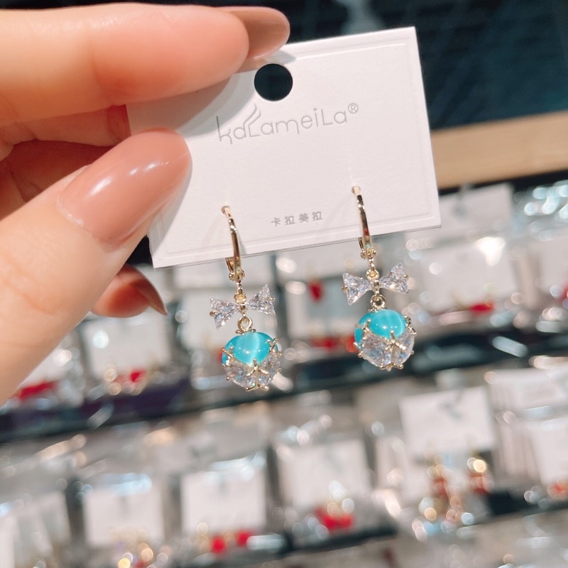 Bông Tai Hợp Kim Hình Nơ Đính đá Zicon Thời Trang Xinh Xắn