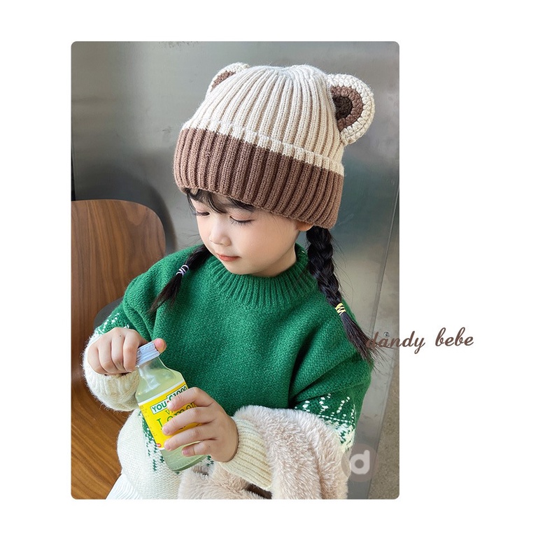 Mũ len tròn che tai giữ ấm mùa đông cho bé trai bé gái từ 3 đến 12 tuổi