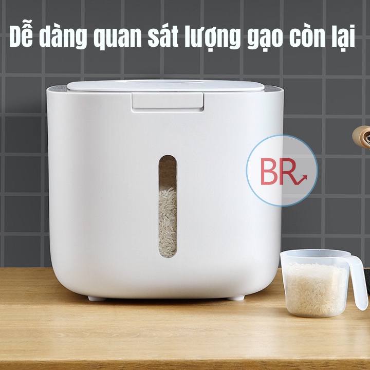 Thùng Đựng Gạo Thông Minh 5 Lít Chống Ẩm Chống Côn Trùng - Thùng Đựng Thực Phẩm Nắp Bật Cao Cấp Br 01687