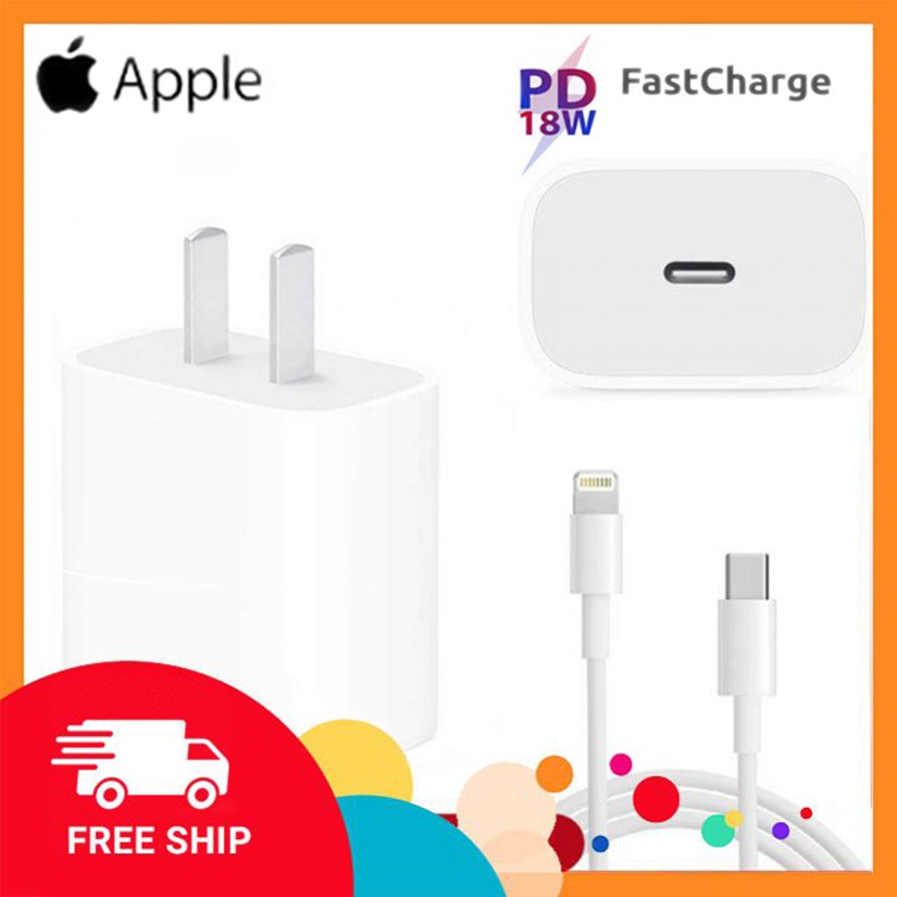 Sạc Nhanh iPhone 18W ⚡SẠC CỰC NHANH⚡ Sạc Nhanh Công Nghệ PD + Cáp Type C to Lightning, Bảo Hành 6 Tháng