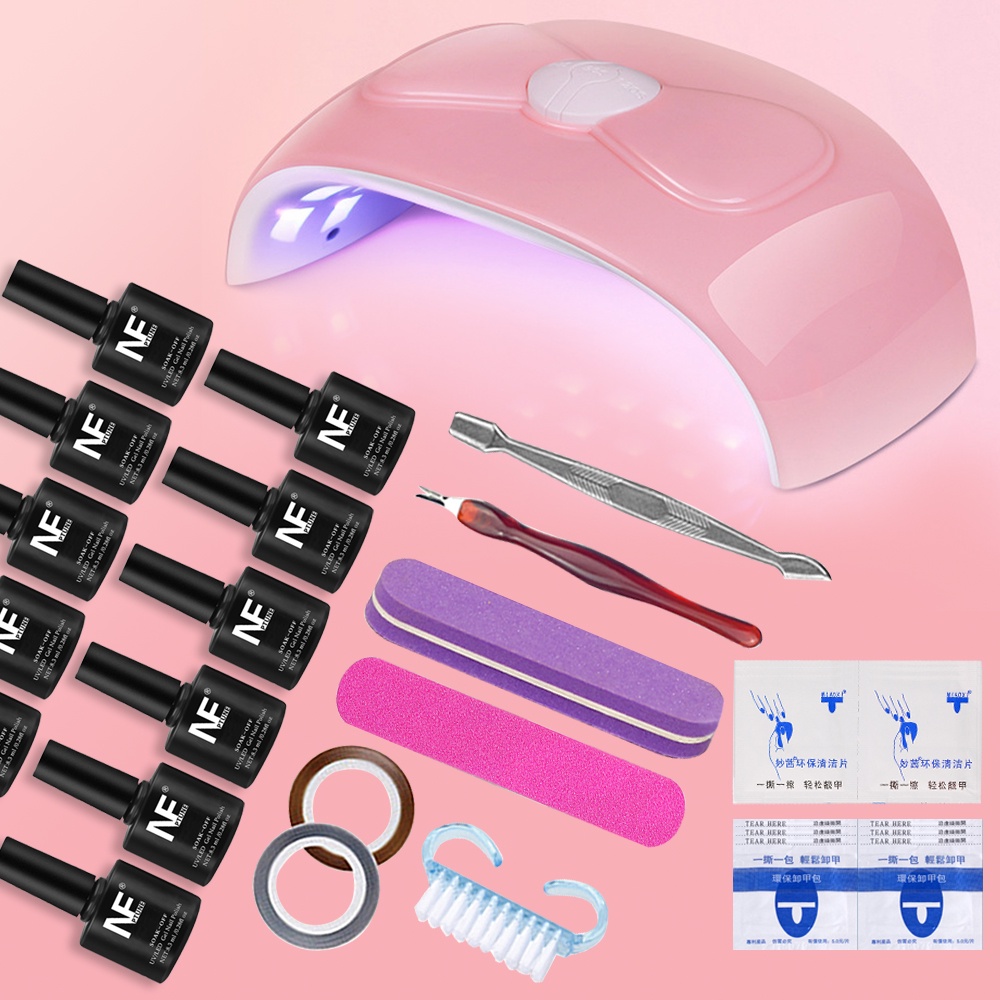 Bộ làm móng(sơn gel 10 chai +Máy Hơ Gel SUN X2+Dụng cụ làm móng+TOP&BASE sơn gel) Mini tại nhà bộ làm nail