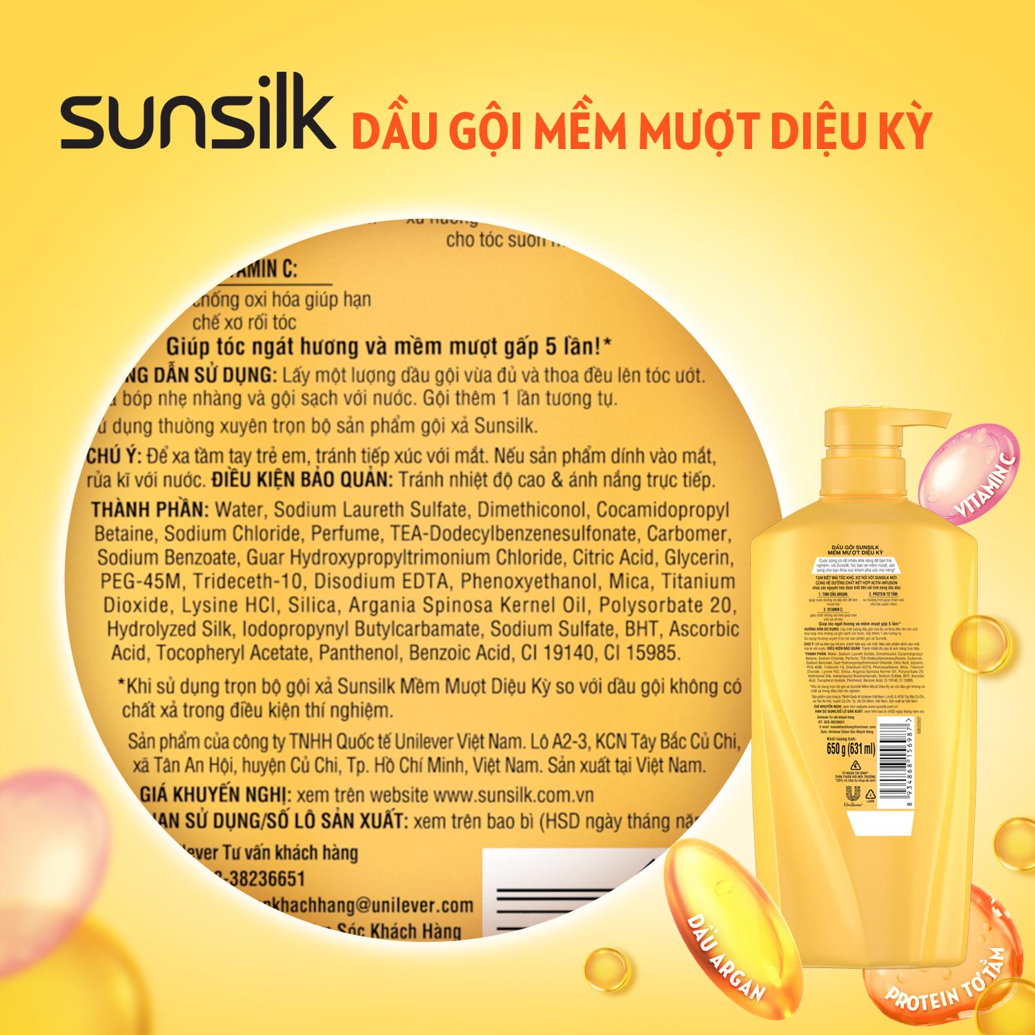 Dầu gội Sunsilk 900g giúp tóc mềm mượt ngát hương với dưỡng chất thiên nhiên