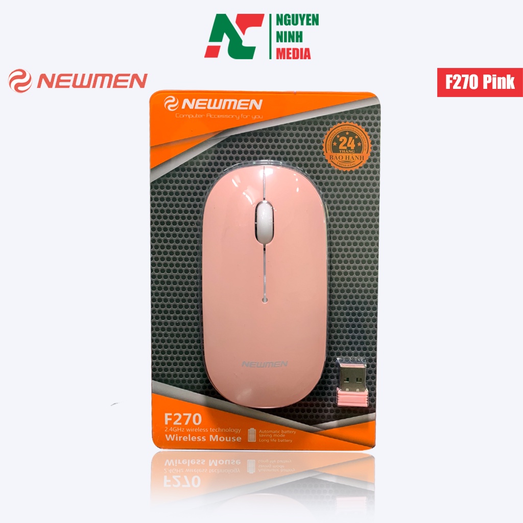 Chuột máy tính không dây siêu mỏng Newmen F270 Pink (Màu Hồng) - Hàng Chính Hãng