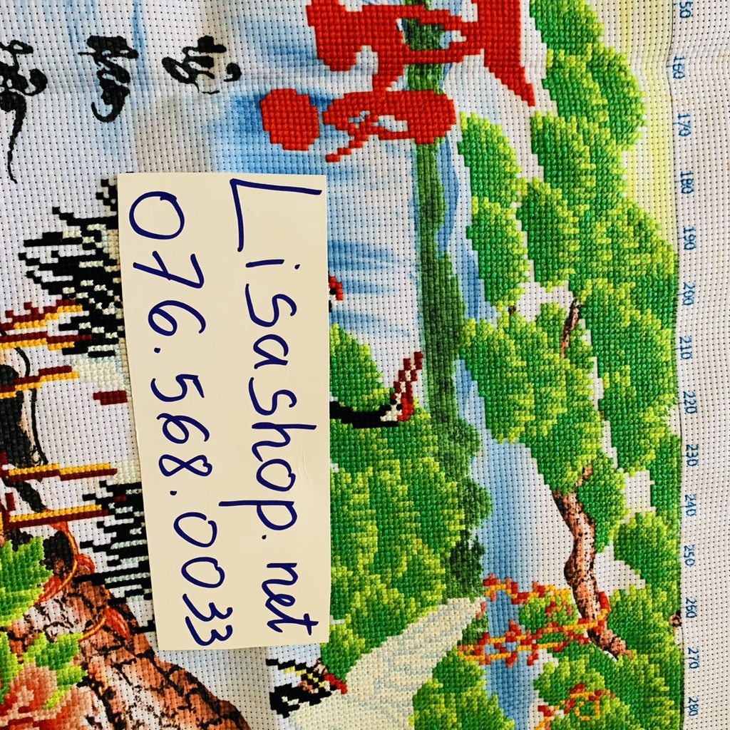 Tranh thêu PHÚC LỘC THỌ đã thêu 77x42cm thành phẩm x8074