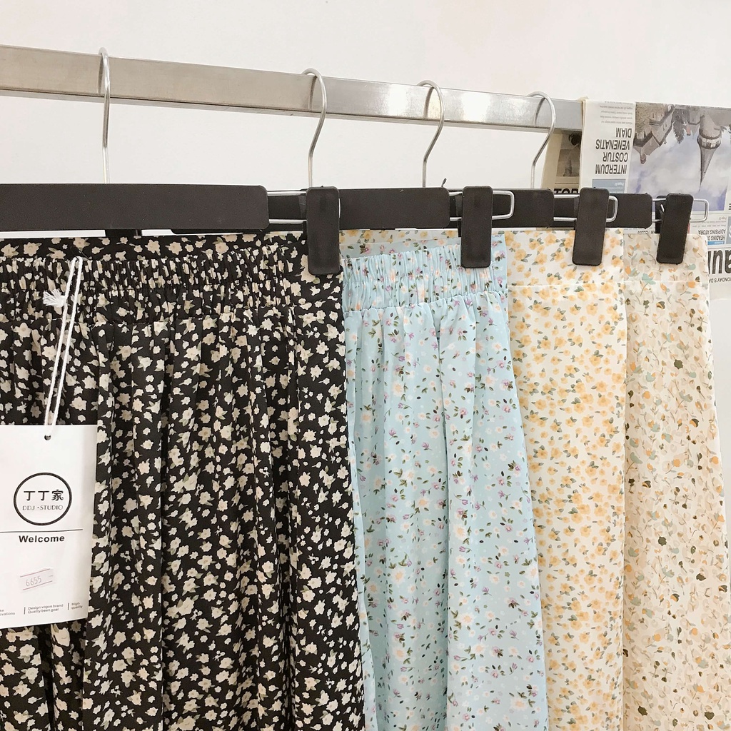 Chân váy hoa midi - chân váy hoa nhí lưng chun nữ nhiennhienvintage BV20