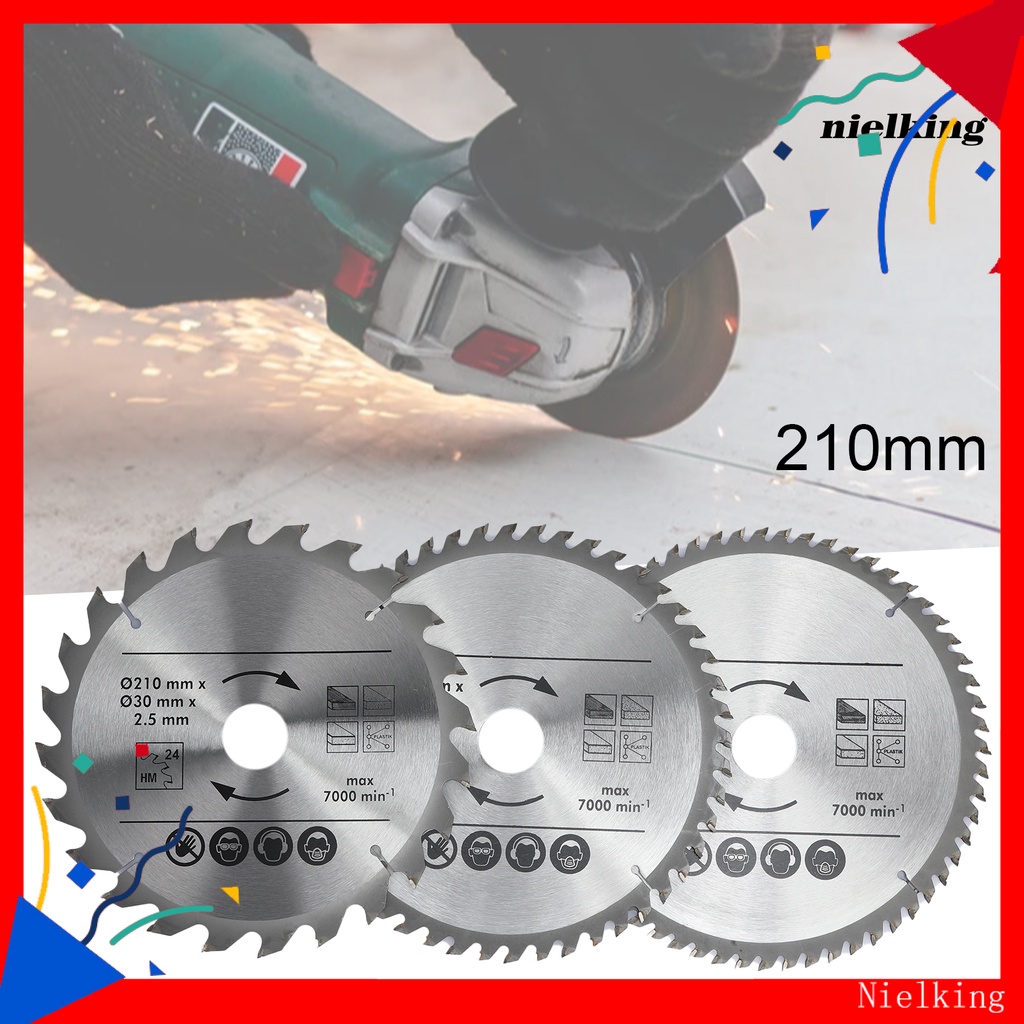 Set 3 lưỡi cưa tròn 210mm siêu mỏng mịn 24/48/60 răng cưa gỗ trơn