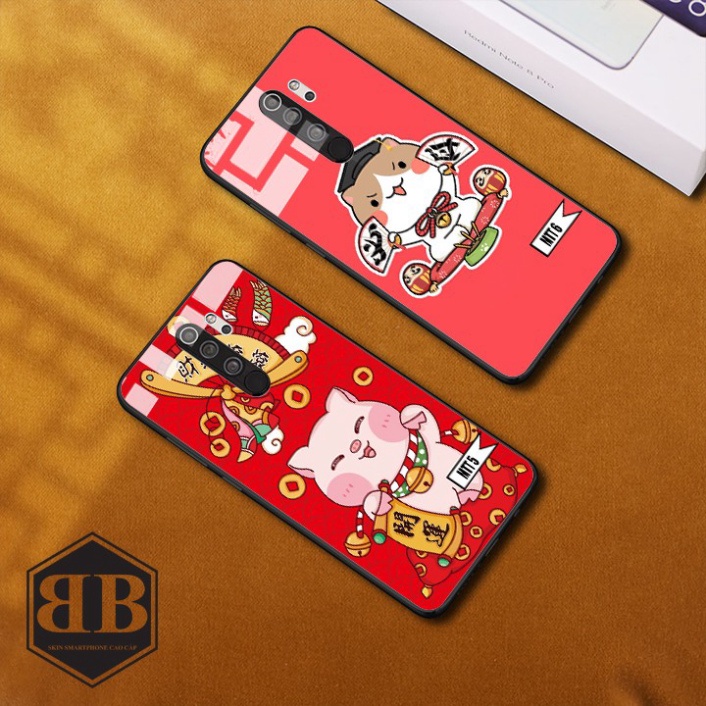 Ốp lưng kính cường lực Xiaomi Redmi Note 8 Pro hình mèo phát tài phát lộc