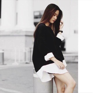 Áo phối sơ mi form rộng