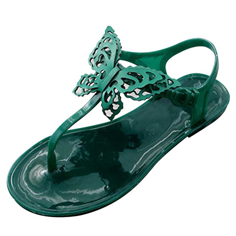 [Baywellfashion]Sandal đế bằng thiết kế quai hình bướm thoáng khí trẻ trung xinh xắn cho nữ