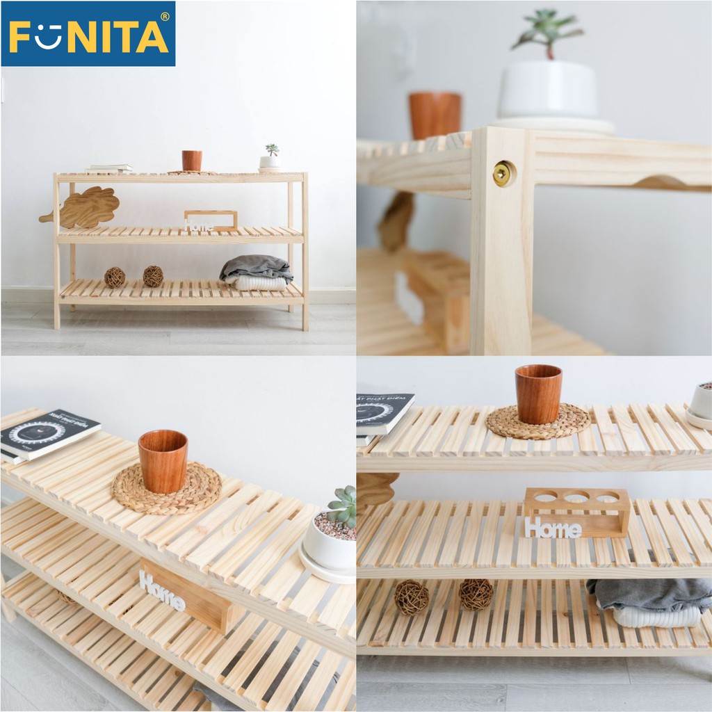 Kệ giày dép đa năng gỗ 3 tầng-Hàng nội thất gỗ Việt Nam XUẤT KHẨU-Nội thất gỗ CHÍNH HÃNG-FUNITA