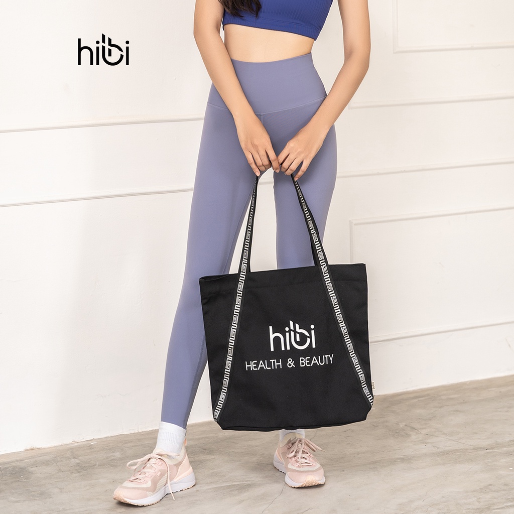 Túi Tote đi tập dây chéo Hibi Sports A005 - đen dây trắng, chất liệu Canvas cao cấp, có khóa kéo và túi trong