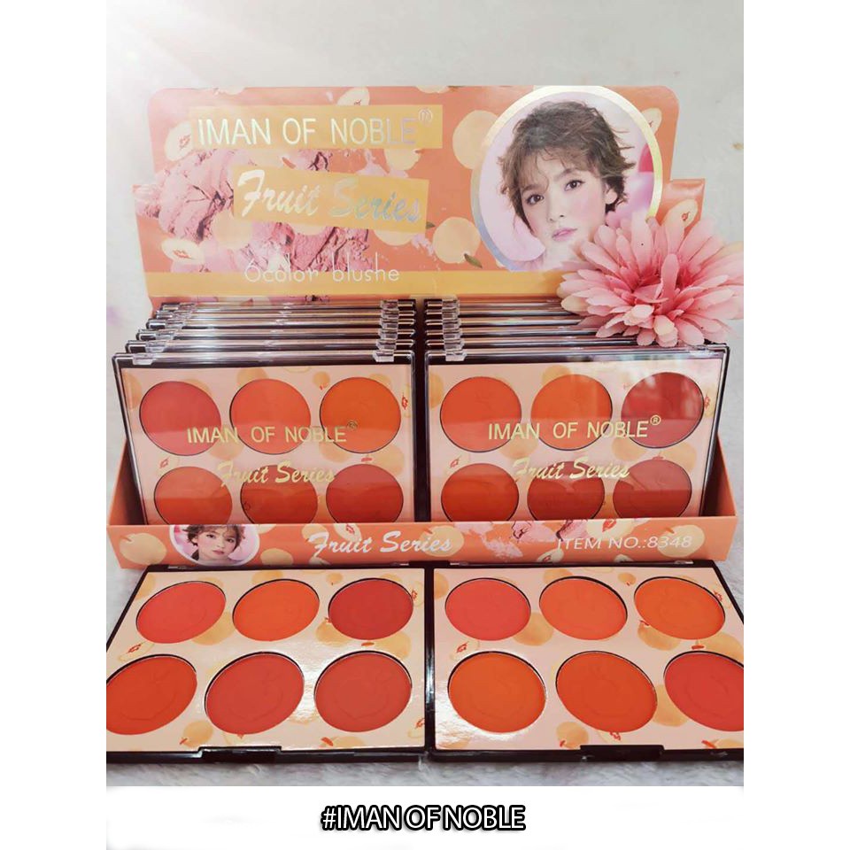 [3 tông màu] Phấn má hồng 6 ô tông cam đào Karite Peach Blusher MH06 dạng nén