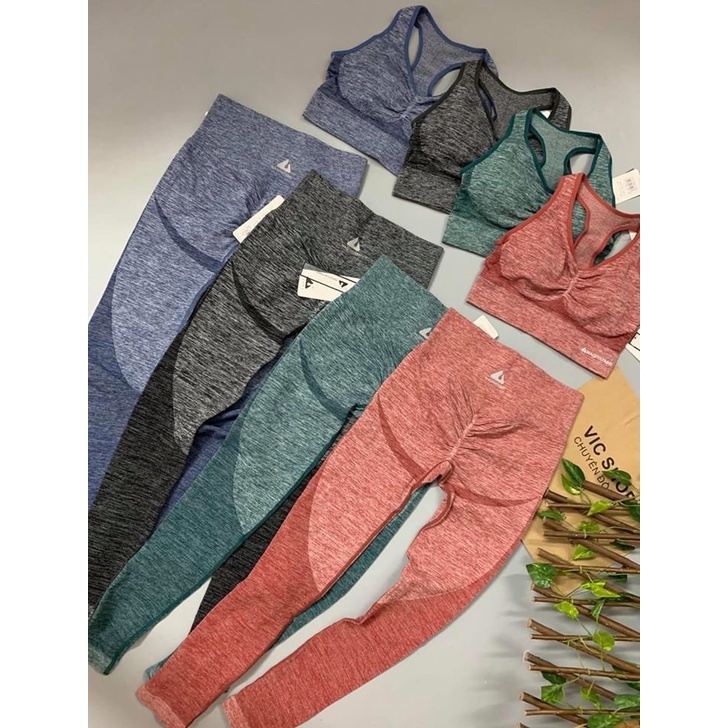 Đồ tập gym yoga nữ, set bộ dệt kim áo bra quần dài chun mông tôn dáng cao cấp Bin Sports BD082