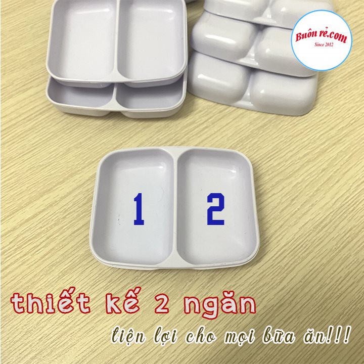 Đĩa chấm phíp 2 ngăn Việt Nhật, bát đựng gia vị nước chấm, đĩa đựng gia vị 2 ngăn mini nhỏ gọn tiện lợi (MS 1205) -01255