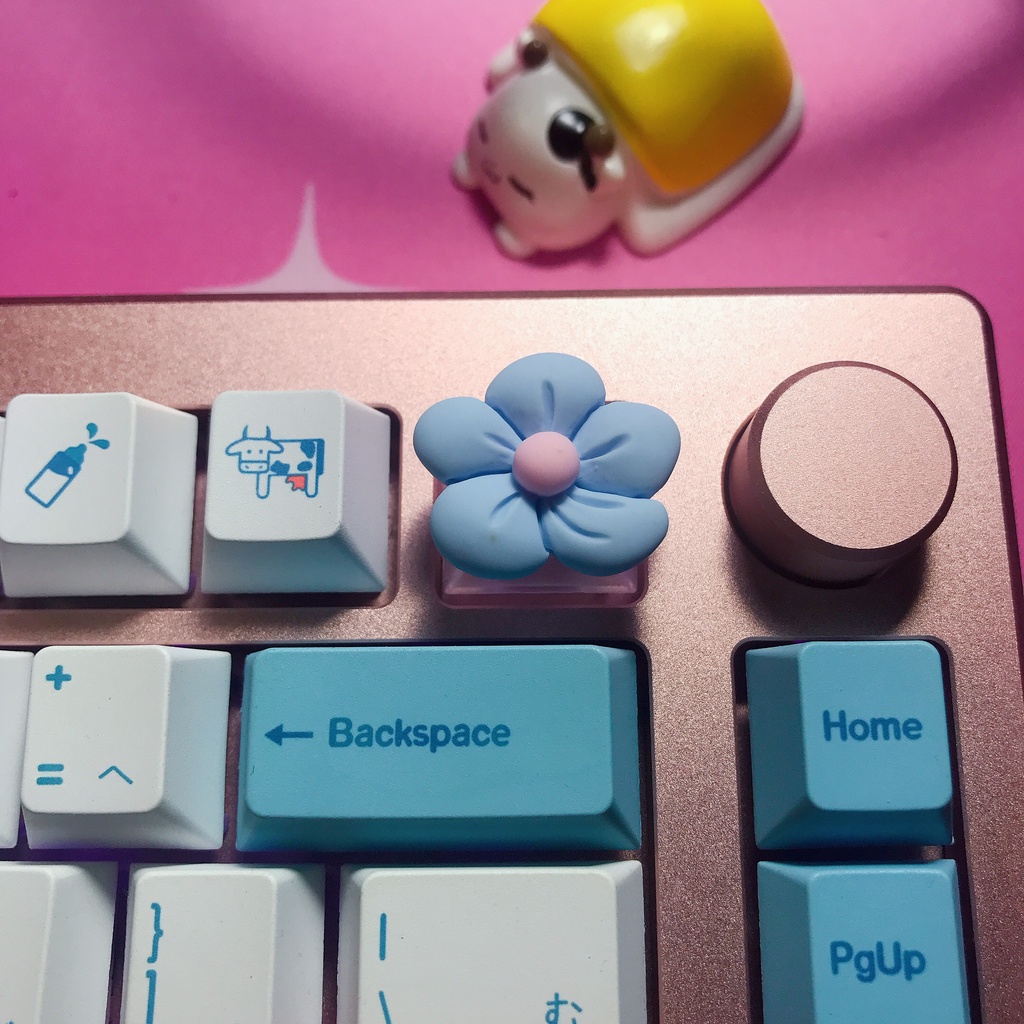 Nút Keycap lẻ bông hoa trang trí bàn phím cơ gaming, đế xuyên led - profile OEM 1u