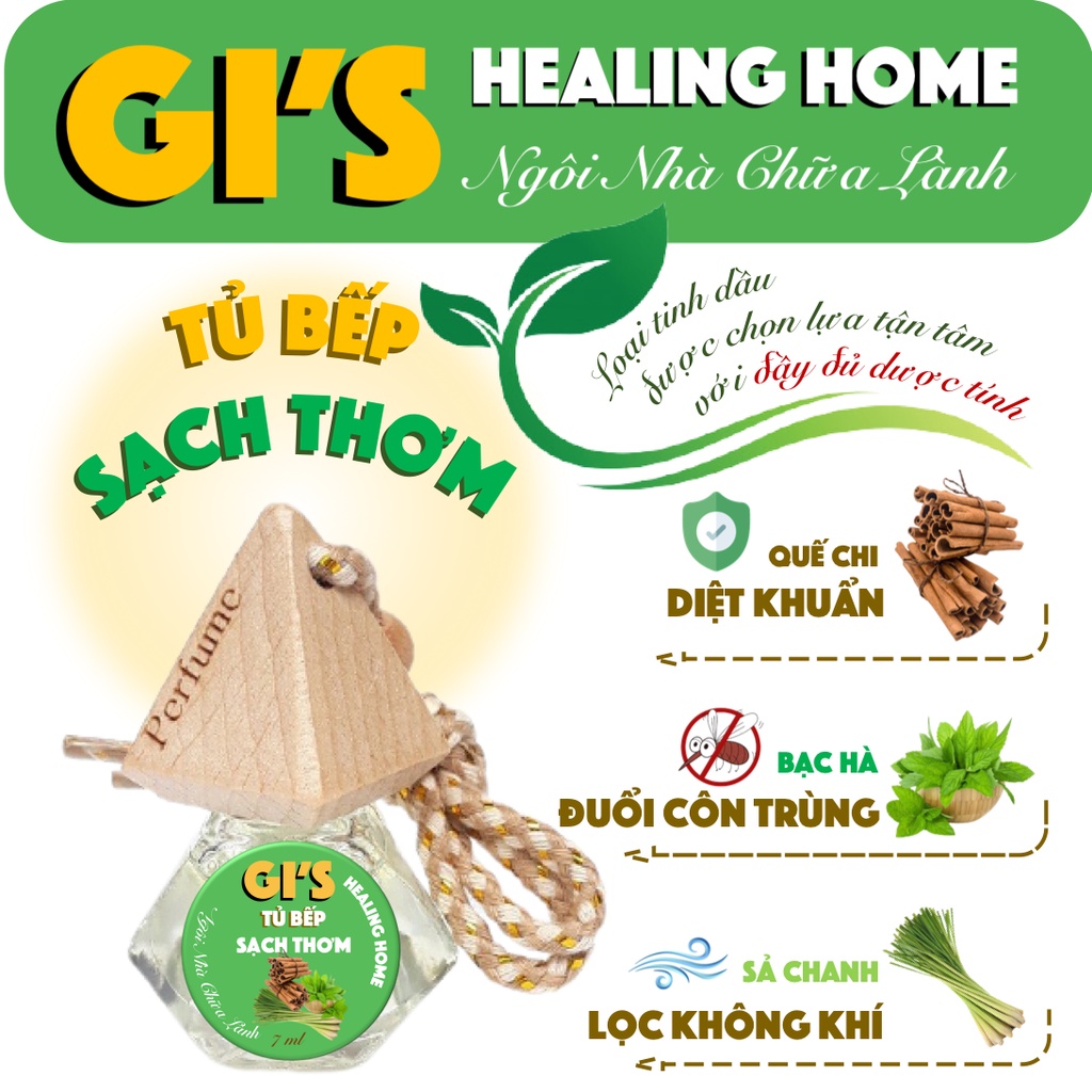 Tinh dầu treo Tủ Bếp Sạch Thơm GI’S Healing Home – Clean &amp; Fresh Kitchen Cabinet – Tinh Dầu Thiên Nhiên đầy đủ Dược Tính