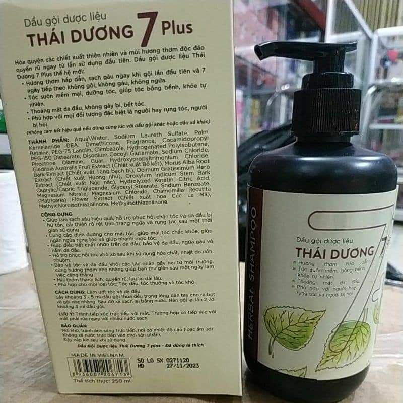 DẦU GỘI GIẢM RỤNG VÀ GIÚP MỌC TÓC THÁI DƯƠNG 7 PLUS 250ML,TÓC MƯỢT KO CẦN DẦU XẢ