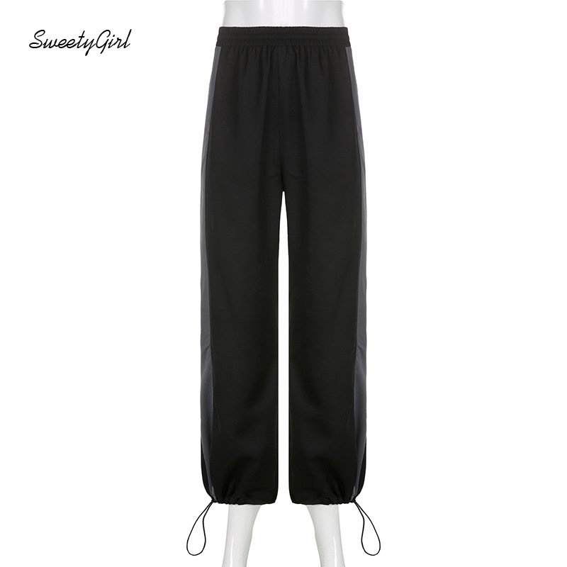 Quần Dài Lưng Cao Dáng Rộng Màu Tương Phản Thời Trang 2022 Cho Nữ