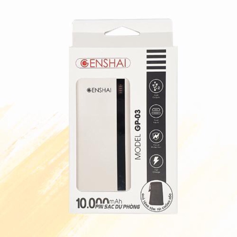 Sạc dự phòng Genshai GP-03 10000mAh - màu trắng