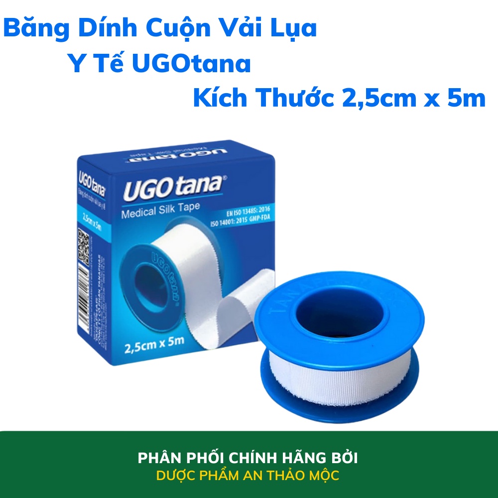 Băng dính cuộn vải lụa y tế TANAPHAR Ugotana hỗ trợ cố định catheter kim truyền thông thoáng độ dính cao dễ xé