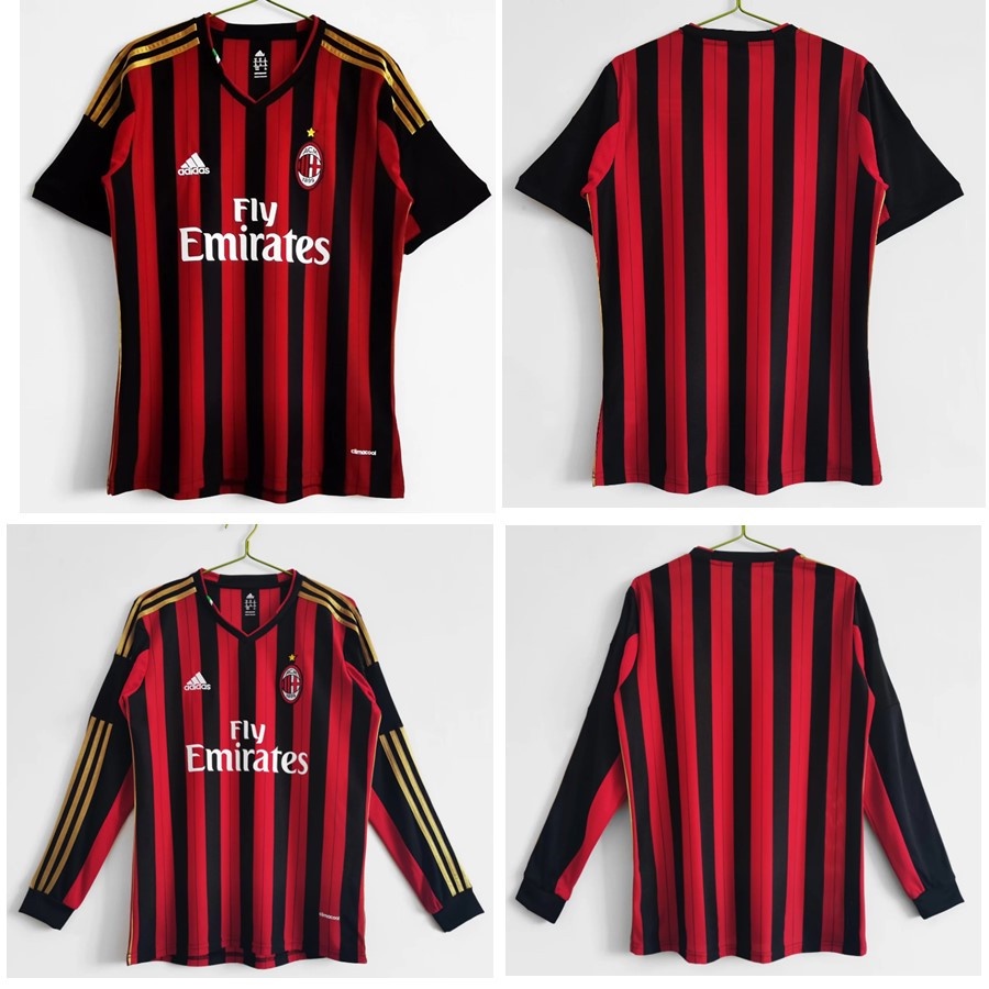 Áo Bóng Đá Dài Tay Phong Cách retro 2013 2014 ac milan