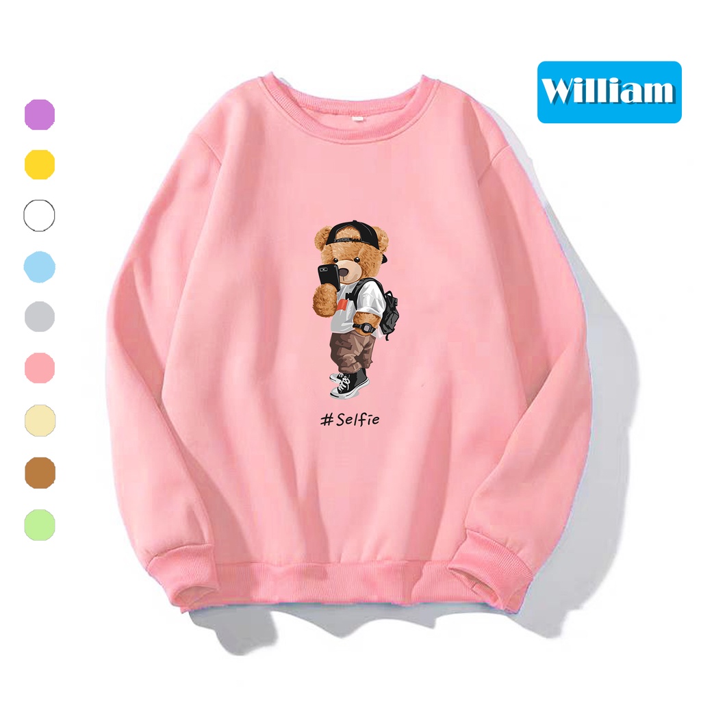 Áo sweater nam nữ in hình Gấu cực cute chất nỉ dày dặn, hợp làm áo cặp William - DS185