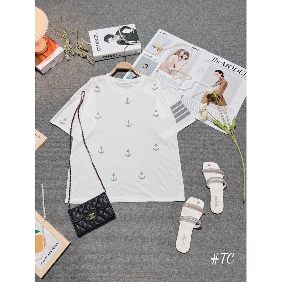 Áo phông form thụng mỏ neo tay 4 vạch nam nữ mặc đẹp (CT-39KT)