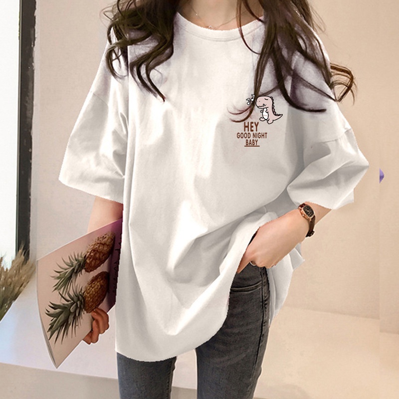 NRVP Áo thun nữ cổ tròn tay ngắn phong cách Hàn Quốc thời trang có size lớn 5XL