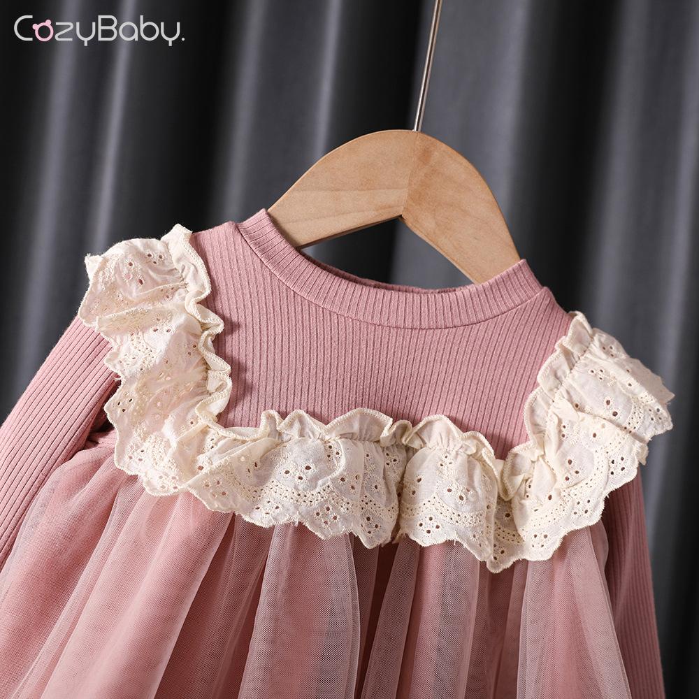 Đầm Công Chúa Tay Dài Vải cotton Kiểu Hàn Quốc Dễ Thương Cho Bé Gái