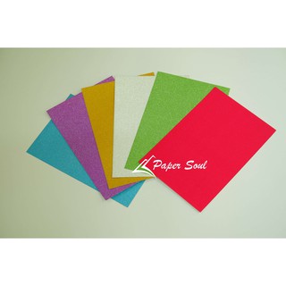 Combo 6 tờ Giấy kim tuyến nhũ dày làm scrapbook size A4 ĐL 250 gsm