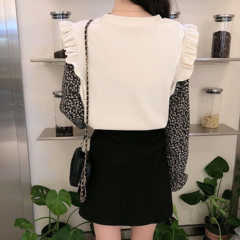 Áo Sweater tay dài giả nhiều lớp thiết kế ngọt ngào cho nữ
