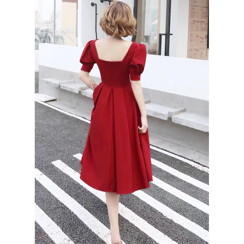 [Mã FATHANG5 giảm 10K đơn 50K] Đầm đỏ cổ khoá form dài (kèm hình thật) | BigBuy360 - bigbuy360.vn