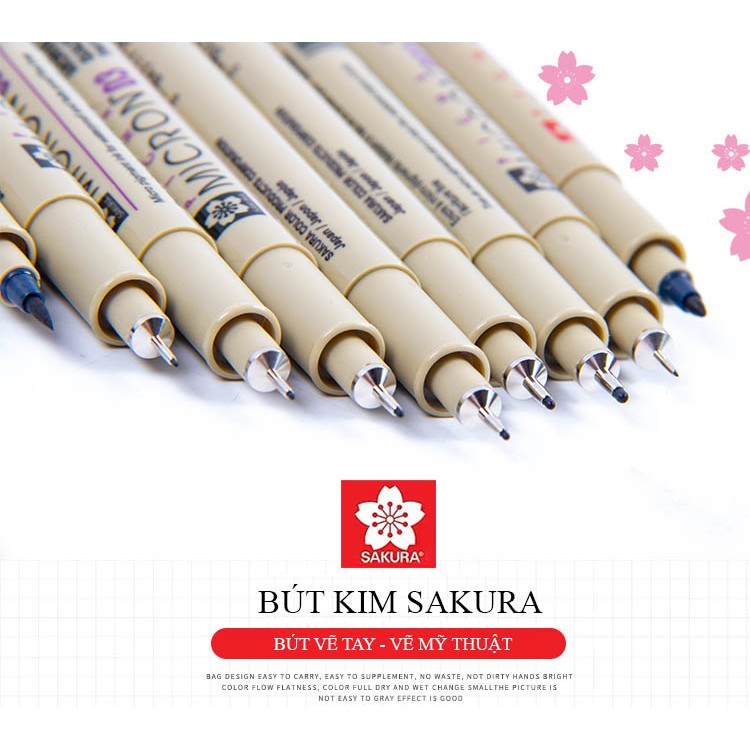 Bút kim đi line vẽ tay phác thảo Sakura Pigma - chuyên dụng kiến trúc mỹ thuật (đủ cỡ)