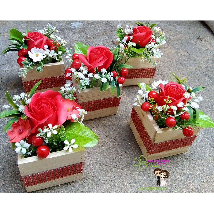 💥💥Combo 5 Hoa gỗ trang trí bàn Gallery tone đỏo