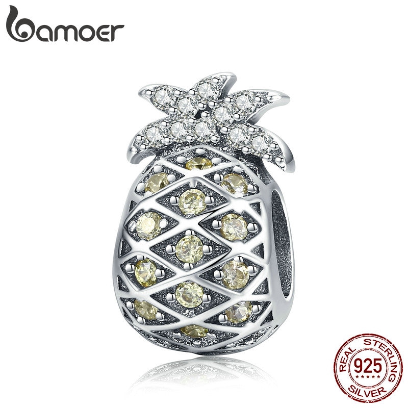 Phụ Kiện Hạt Bamoer Dùng Làm Trang Sức Hình Quả Dứa Đính Đá Đáng Yêu