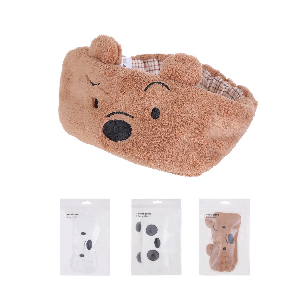 Băng Đô cài tóc trang điểm rửa mặt hình We Bare Bears Miniso dễ thương - Giao màu ngẫu nhiên