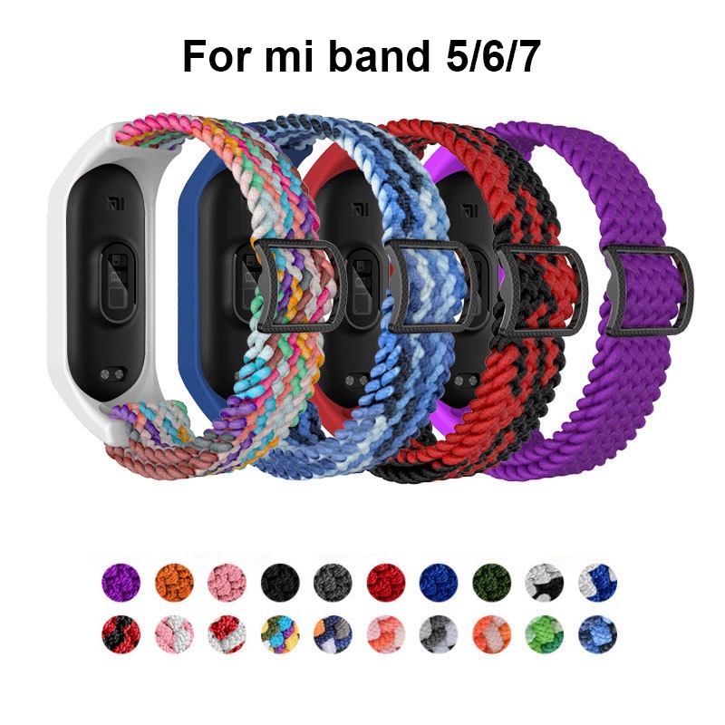 Dây Đeo Nylon Co Giãn Cho Đồng Hồ Thông Minh Xiaomi Mi Band 5 6 7 Miband 7