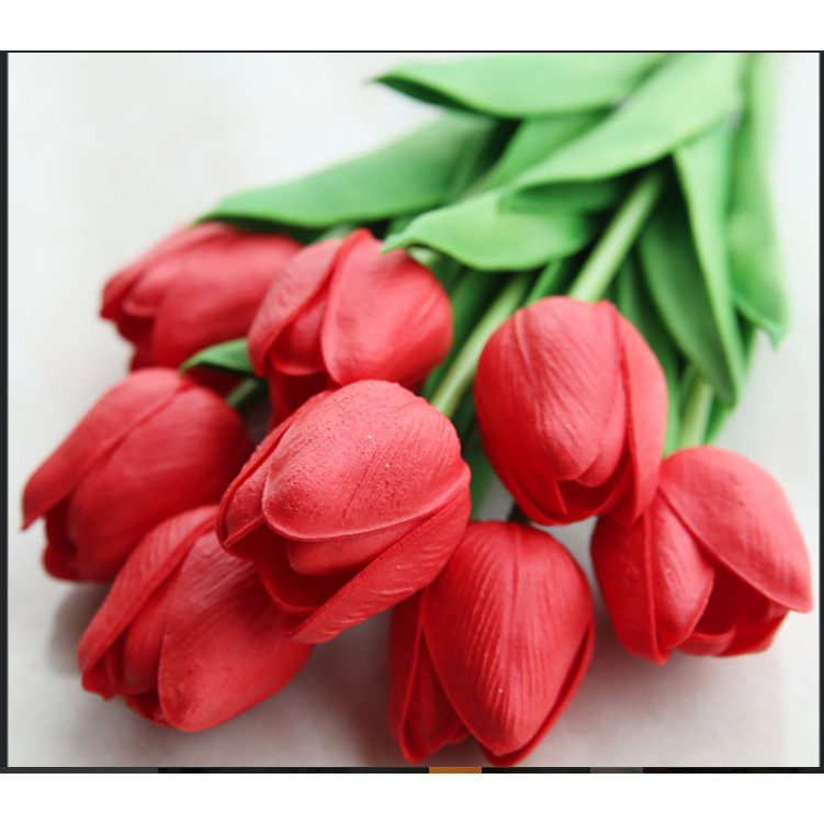 Hoa Tulip trắng-hồng-đỏ-vàng decor trang trí bàn. CÀNH CALLA LILY / HOA RUM đạo cụ chụp ảnh siêu xinh
