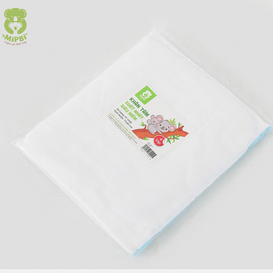 Khăn tắm xuất Nhật Mipbi 100% cotton tự nhiên siêu mềm (Túi 1 chiếc 75x85cm)