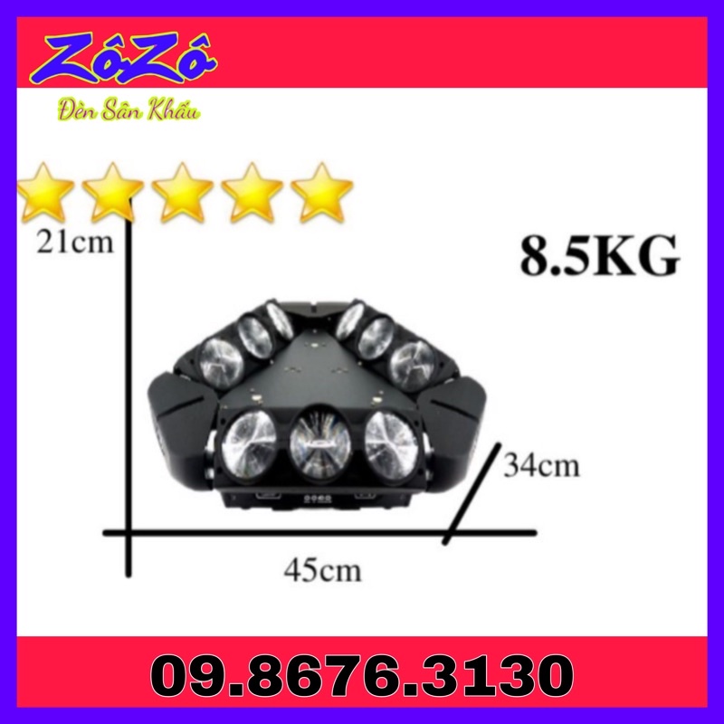 Đèn Moving 9 mắt to + laser+ chớp
