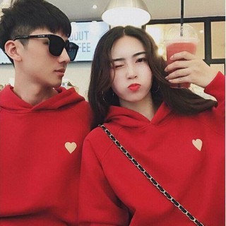 Áo đôi thu đông hoodie trái tim, nỉ đẹp