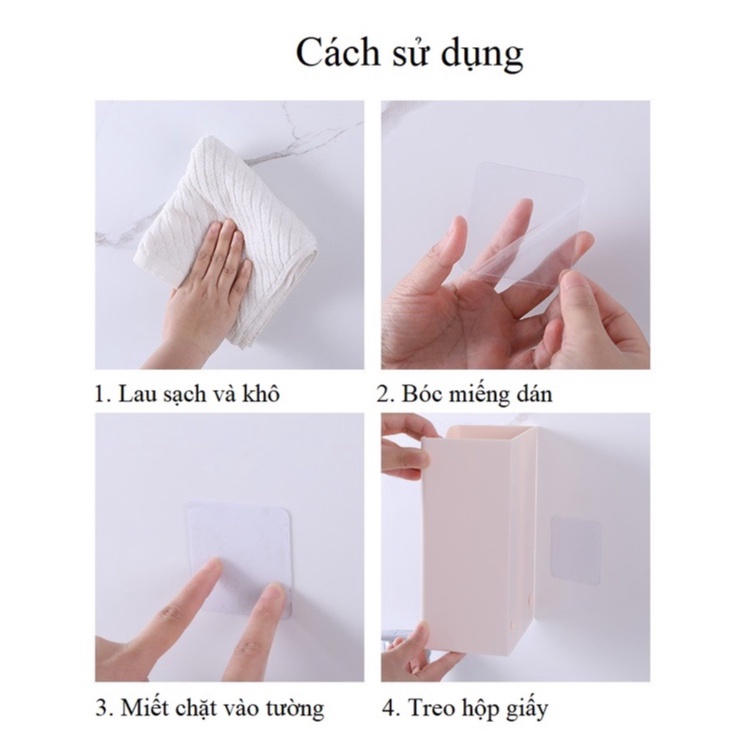 Hộp khăn giấy H7 màu trắng dán tường rút giấy dùng cho nhà tắm, nhà bếp tiện lợi