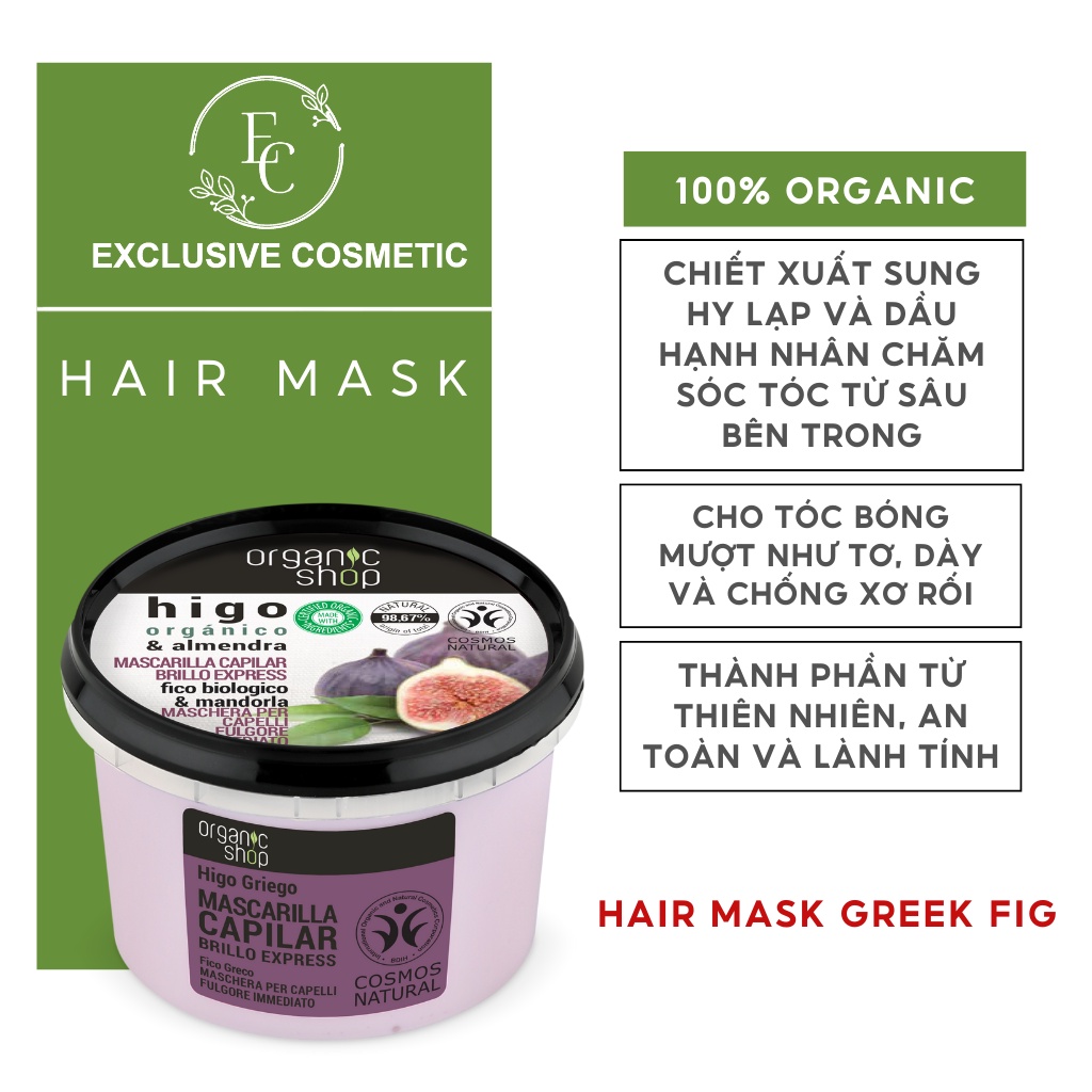 Kem ủ tóc Organic Shop Hair Mask Greek Fig chiết suất Sung Hy Lạp 250ml