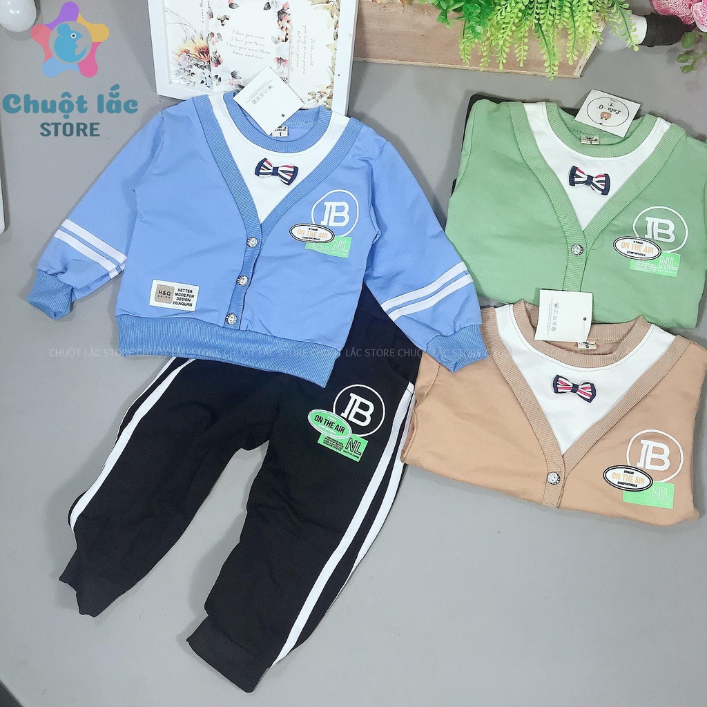 Bộ Quần Áo Bé Trai Chuột Lắc Store Kiểu Công Tử Nơ Bướm Thun Cotton 8kg Đến 20kg