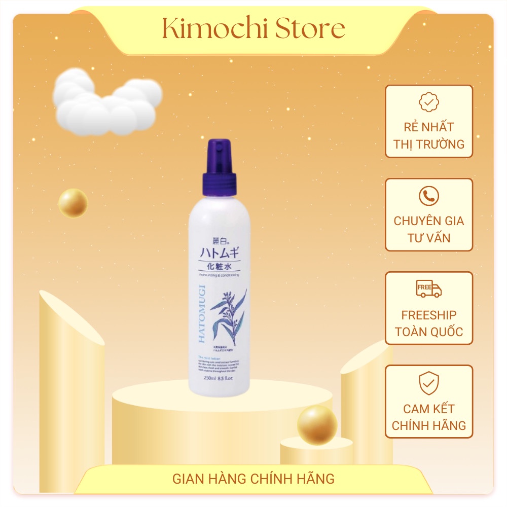 Xịt khoáng dưỡng ẩm và làm sáng da Reihaku Hatomugi 250ml Kimochi Store