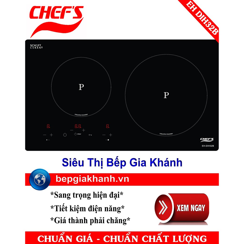 Bếp từ đôi Chefs EH DIH32B lắp ráp Việt Nam