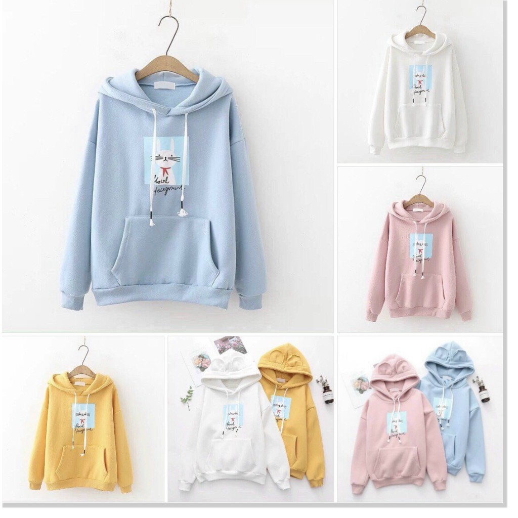 ÁO HOODIE NỮ PHỐI MÈO KHĂN QUÀNG ĐỎ CUTE QUÁ TRỜI